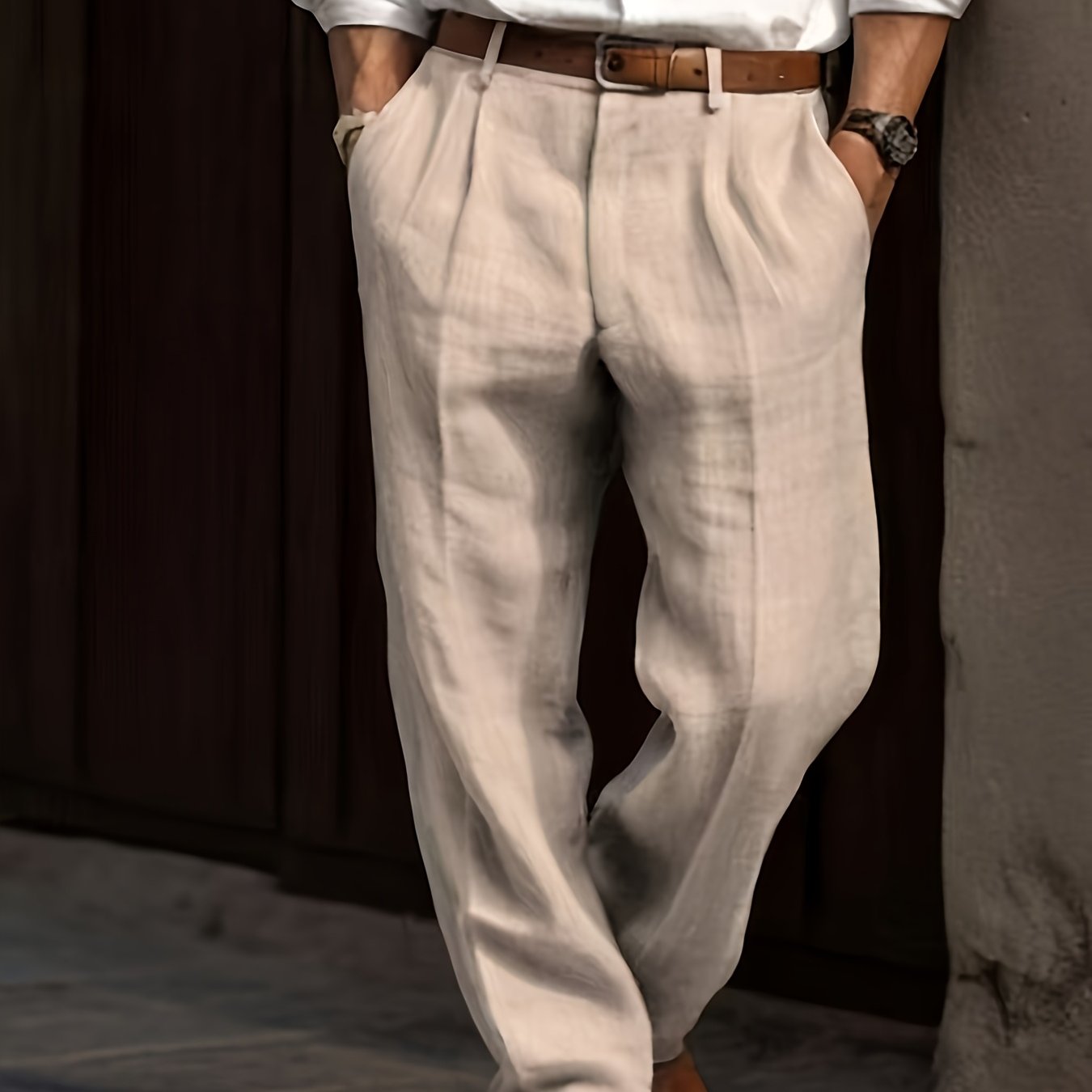 Linnen broek heren - stof en pasvorm detail