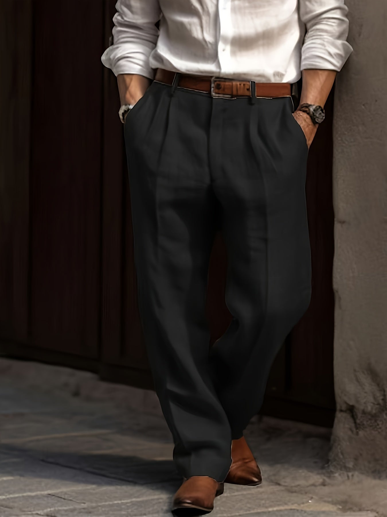 Linnen pantalon heren legergroen - nette casual broek