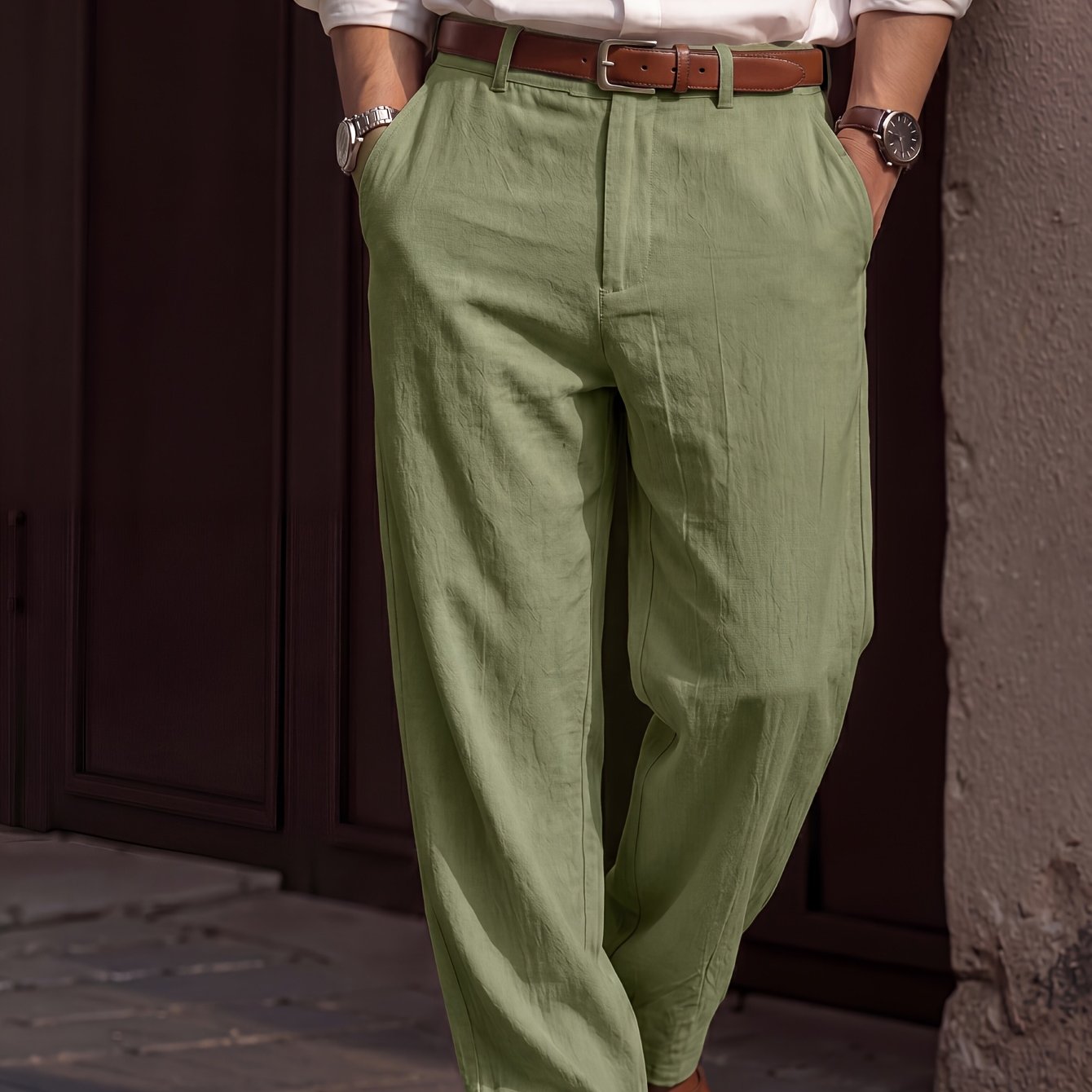 Linnen broek heren - geplooide nette pantalon